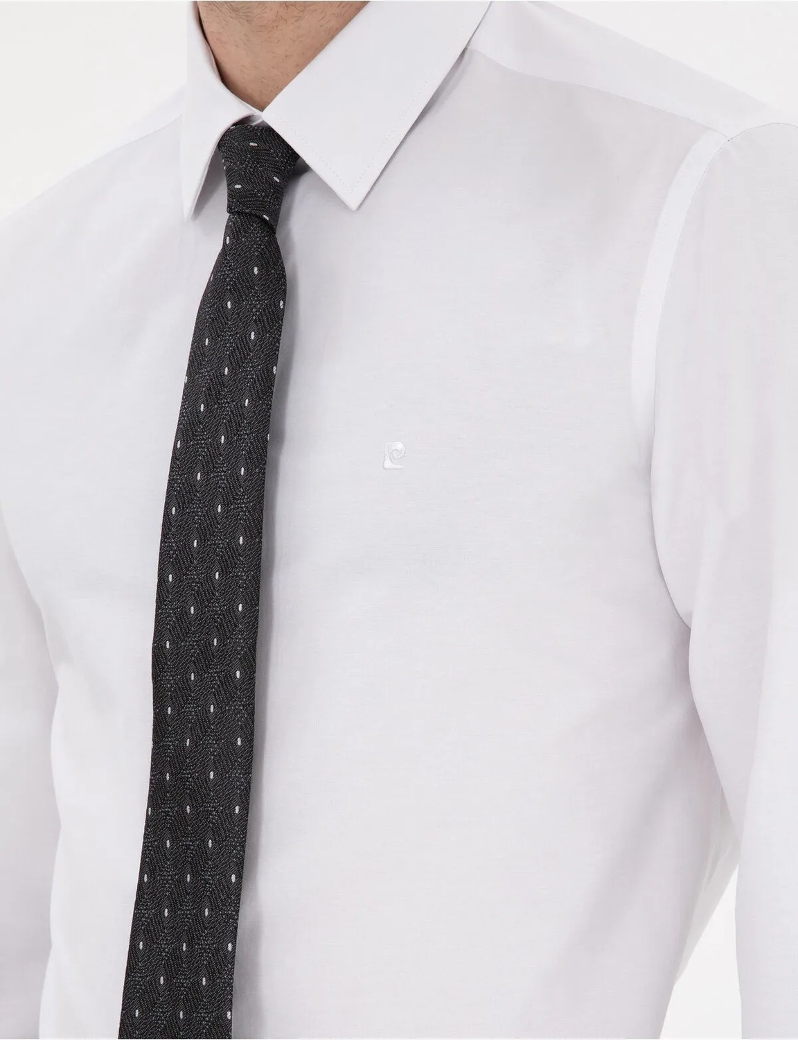 Pierre Cardin Erkek Beyaz %100 Pamuk Parlak Saten Slim Fit Uzun Kollu Basic Gömlek 50305127-VR013 görsel 8