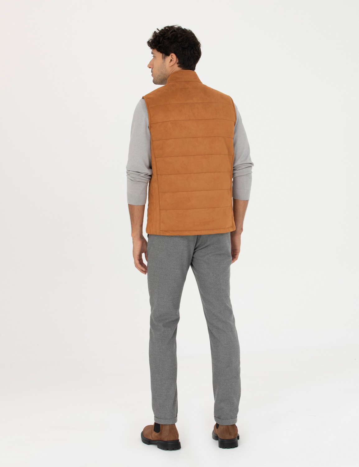 Pierre Cardin Erkek Gri Slim Fit Bağcıklı Kanvas Pantolon 50278467-VR024 görsel 4