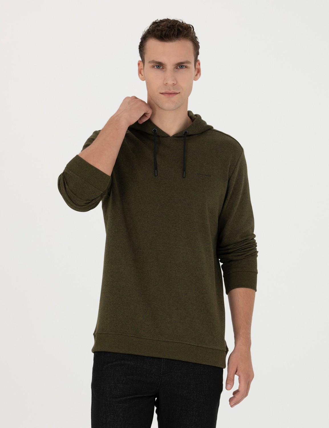 Pierre Cardin Erkek Kiremit Regular Fit Kapüşonlu Sweatshirt 50273895-VR031 görsel 8