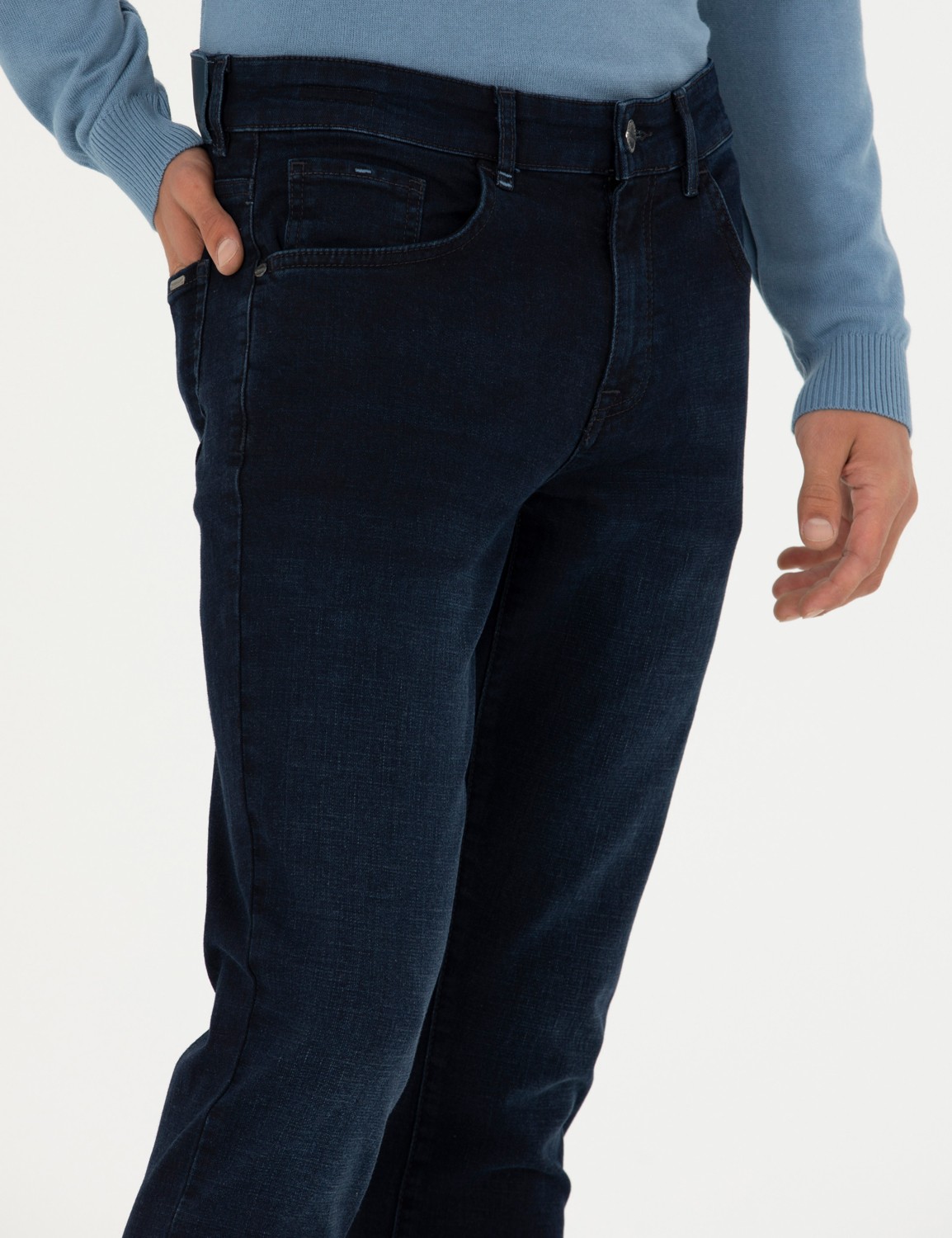 Pierre Cardin Erkek Lacivert Slim Fit Jean Pantolon 50276526-VR033 görsel 5
