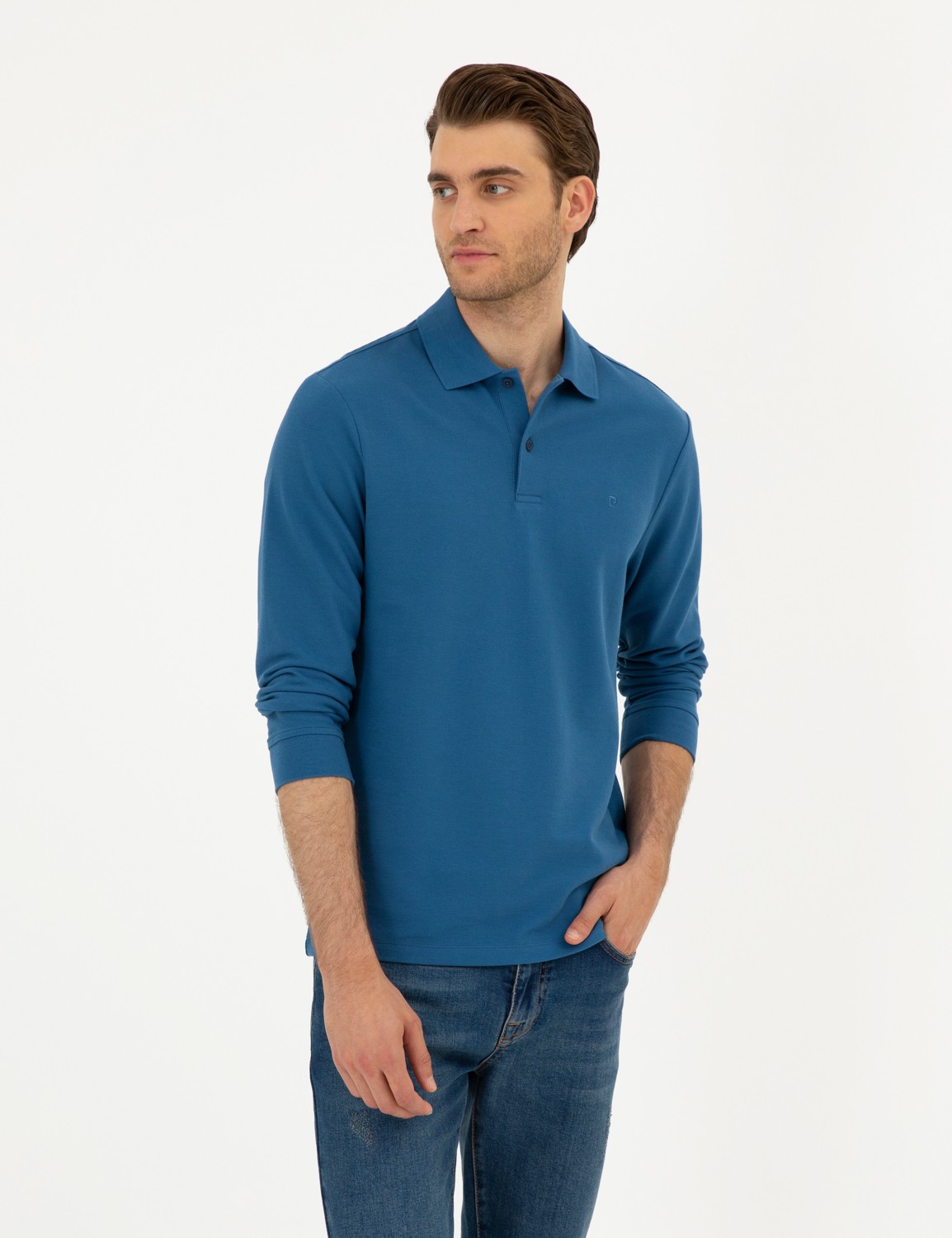 Pierre Cardin Erkek Indigo Slim Fit Basic Sweatshirt 50294438-VR028