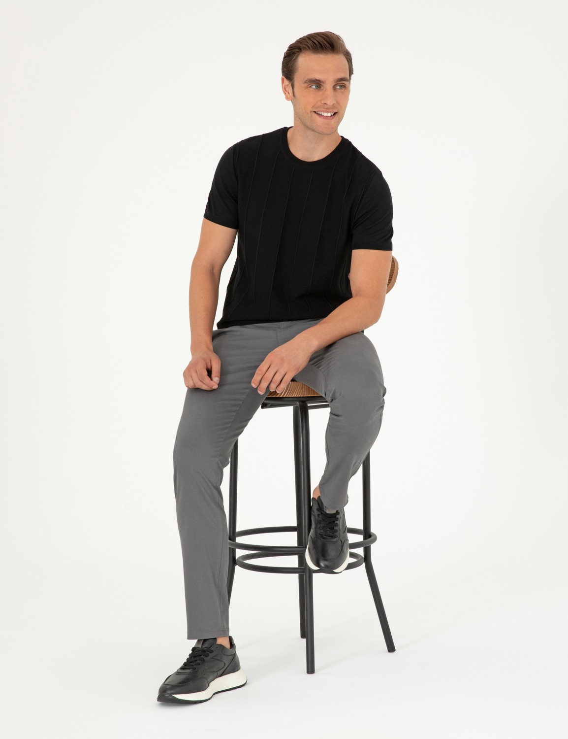 Pierre Cardin Erkek Siyah Slim Fit Basic Kanvas Pantolon 50292522-VR046