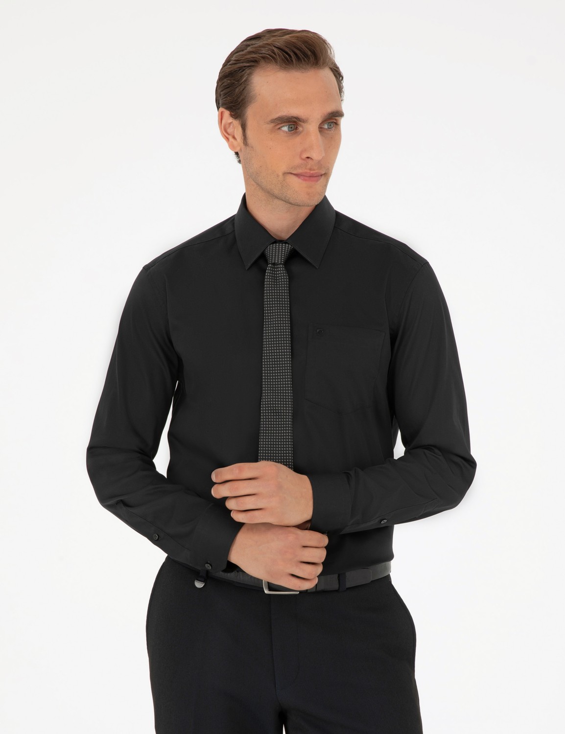 Pierre Cardin Erkek Beyaz %100 Pamuk Parlak Saten Regular Fit Uzun Kollu Basic Gömlek 50292536-VR013