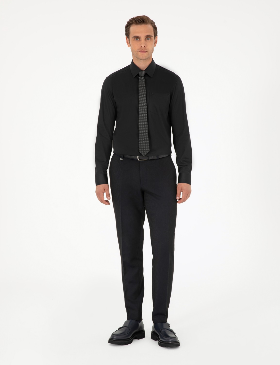 Pierre Cardin Erkek Beyaz %100 Pamuk Parlak Saten Regular Fit Uzun Kollu Basic Gömlek 50292536-VR013 görsel 4