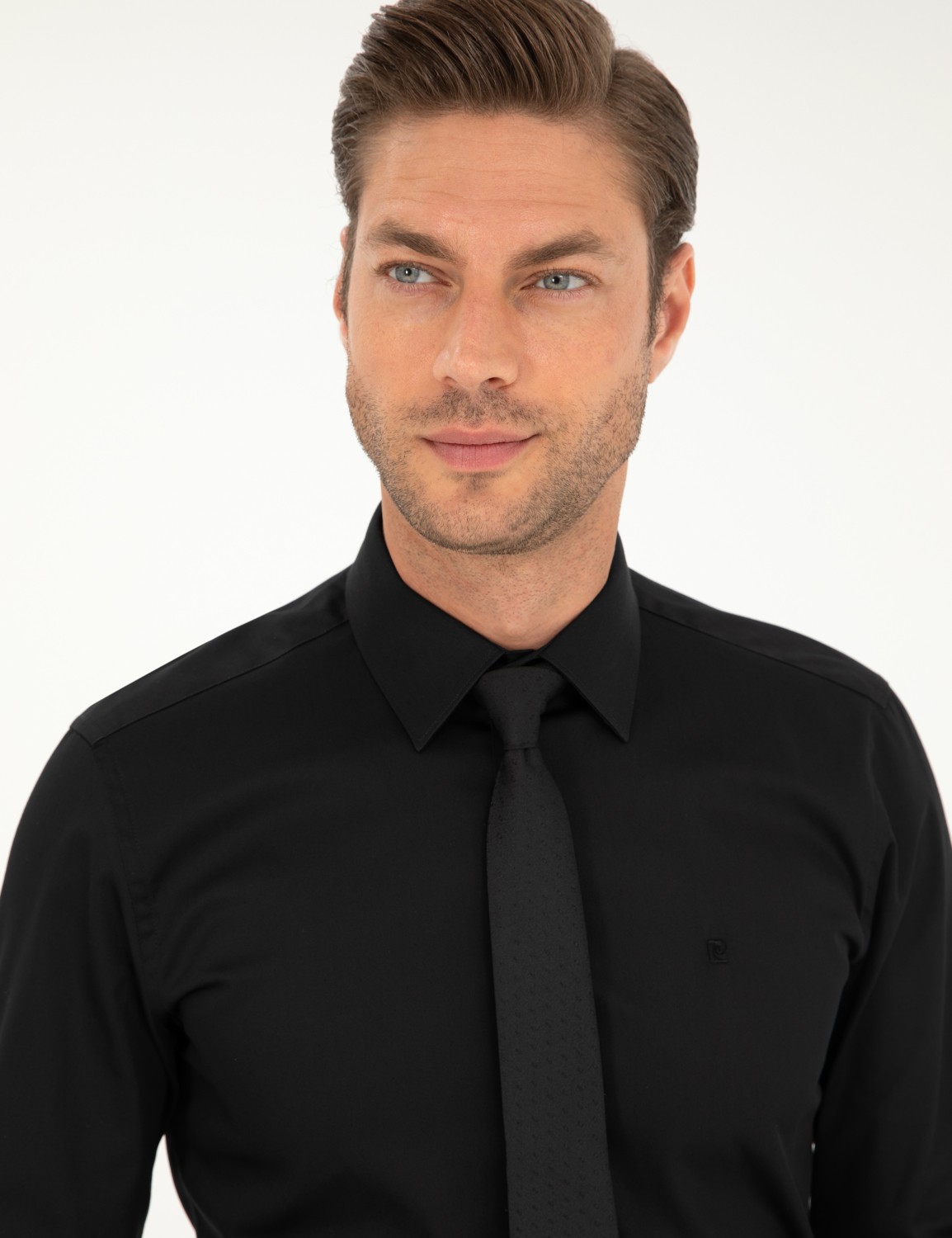 Pierre Cardin Erkek Beyaz Parlak Saten Slim Fit Uzun Kollu Basic Gömlek 50292520-VR013 görsel 8