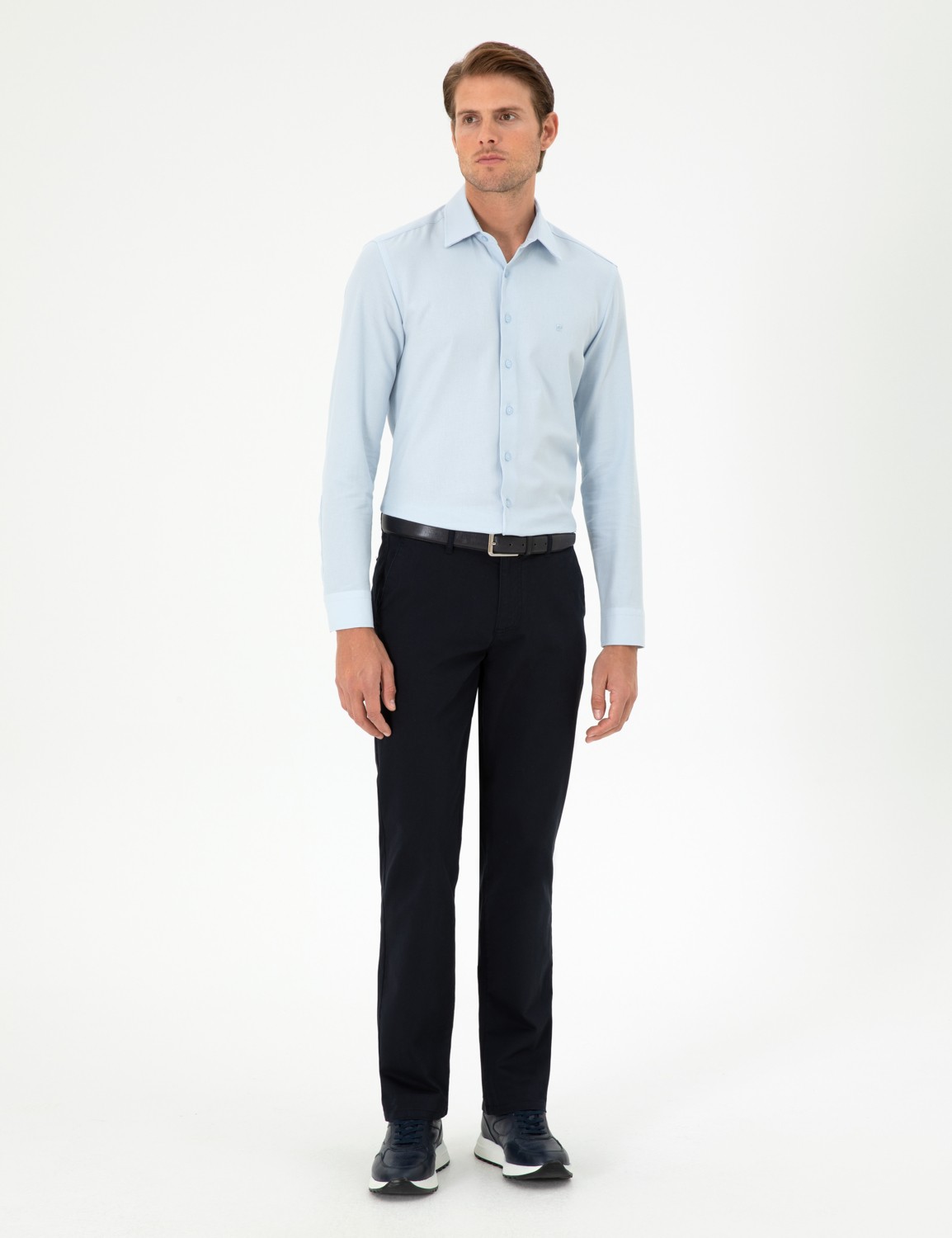Pierre Cardin Erkek Regular Fit Kanvas Pantolon 50292505-VR033 Orta Kalınlıkta Desenli Lacivert