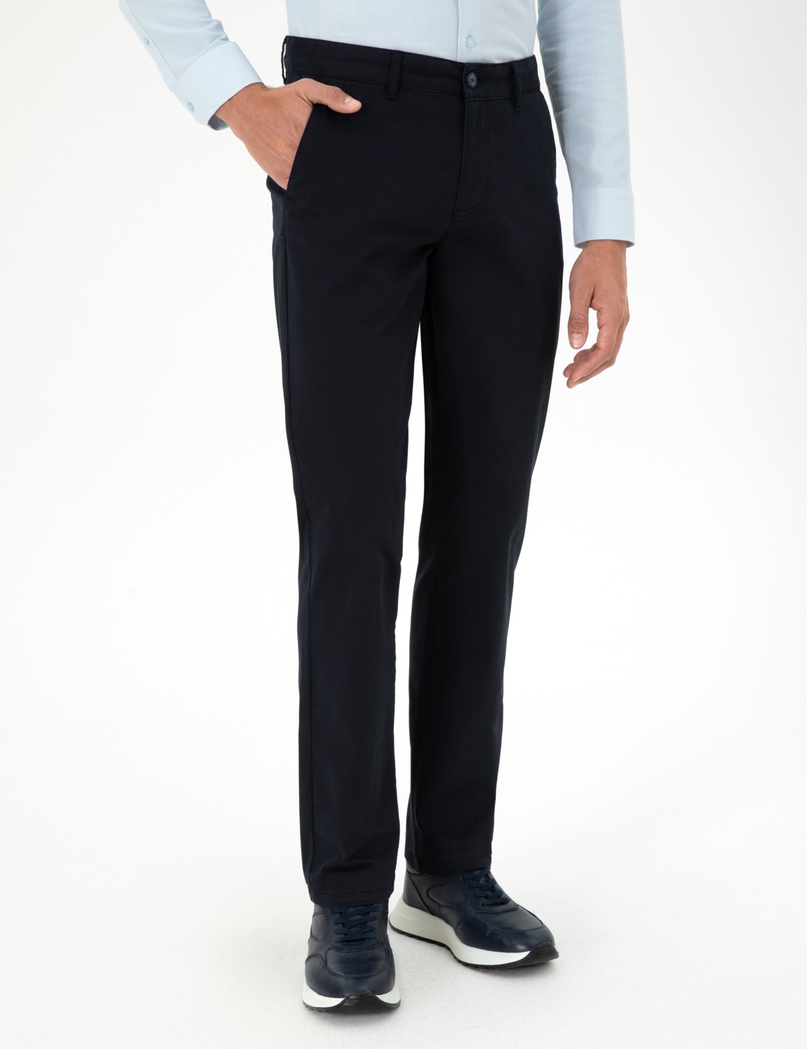 Pierre Cardin Erkek Regular Fit Kanvas Pantolon 50292505-VR033 Orta Kalınlıkta Desenli Lacivert görsel 2