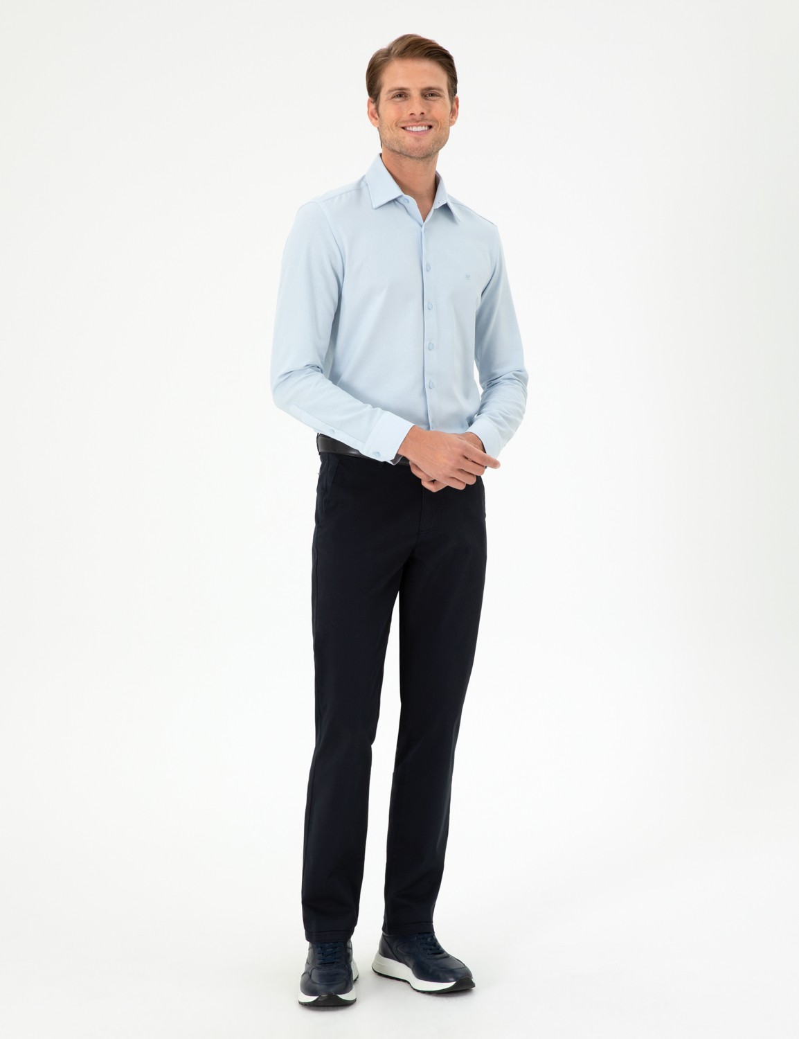 Pierre Cardin Erkek Regular Fit Kanvas Pantolon 50292505-VR033 Orta Kalınlıkta Desenli Lacivert görsel 3