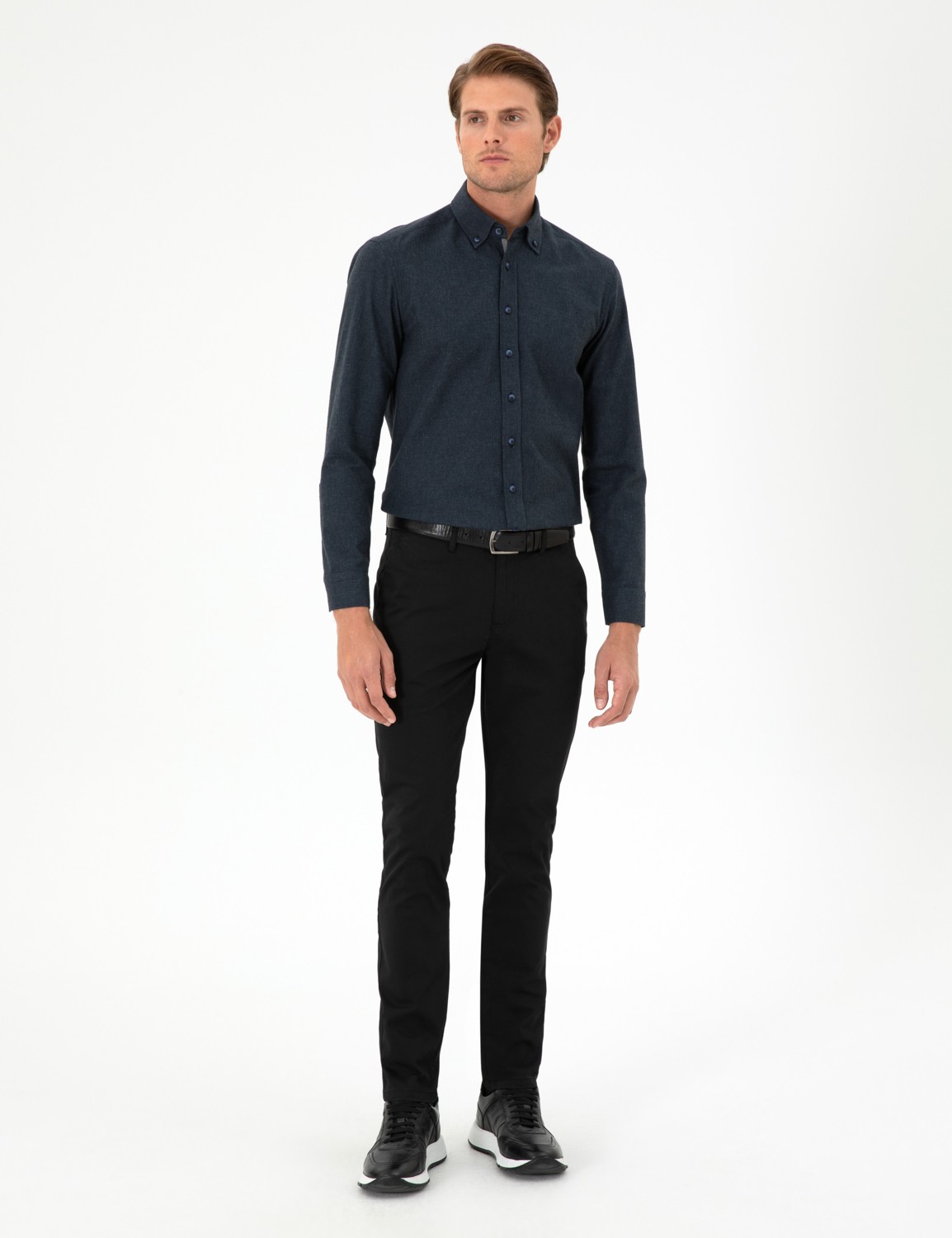 Pierre Cardin Erkek Siyah Slim Fit Basic Kanvas Pantolon 50292522-VR046