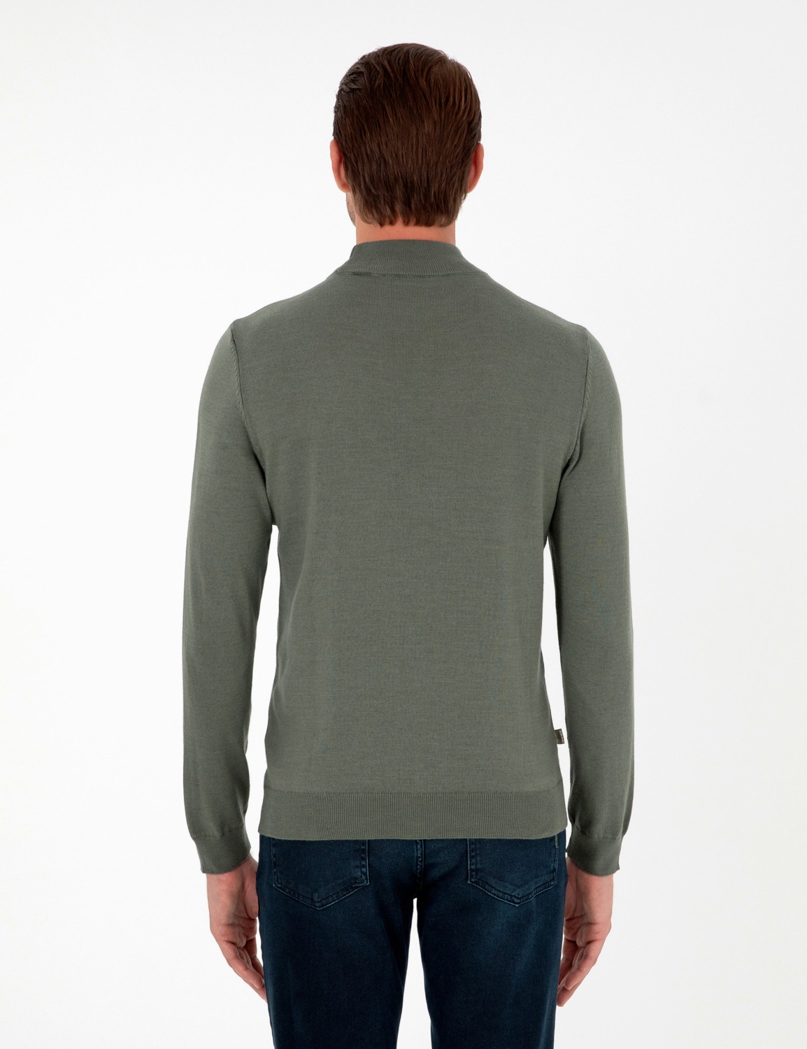 Pierre Cardin Erkek Kahverengi Slim Fit Yarım Balıkçı Yaka Basic Triko Kazak 50296614-VR163 görsel 5