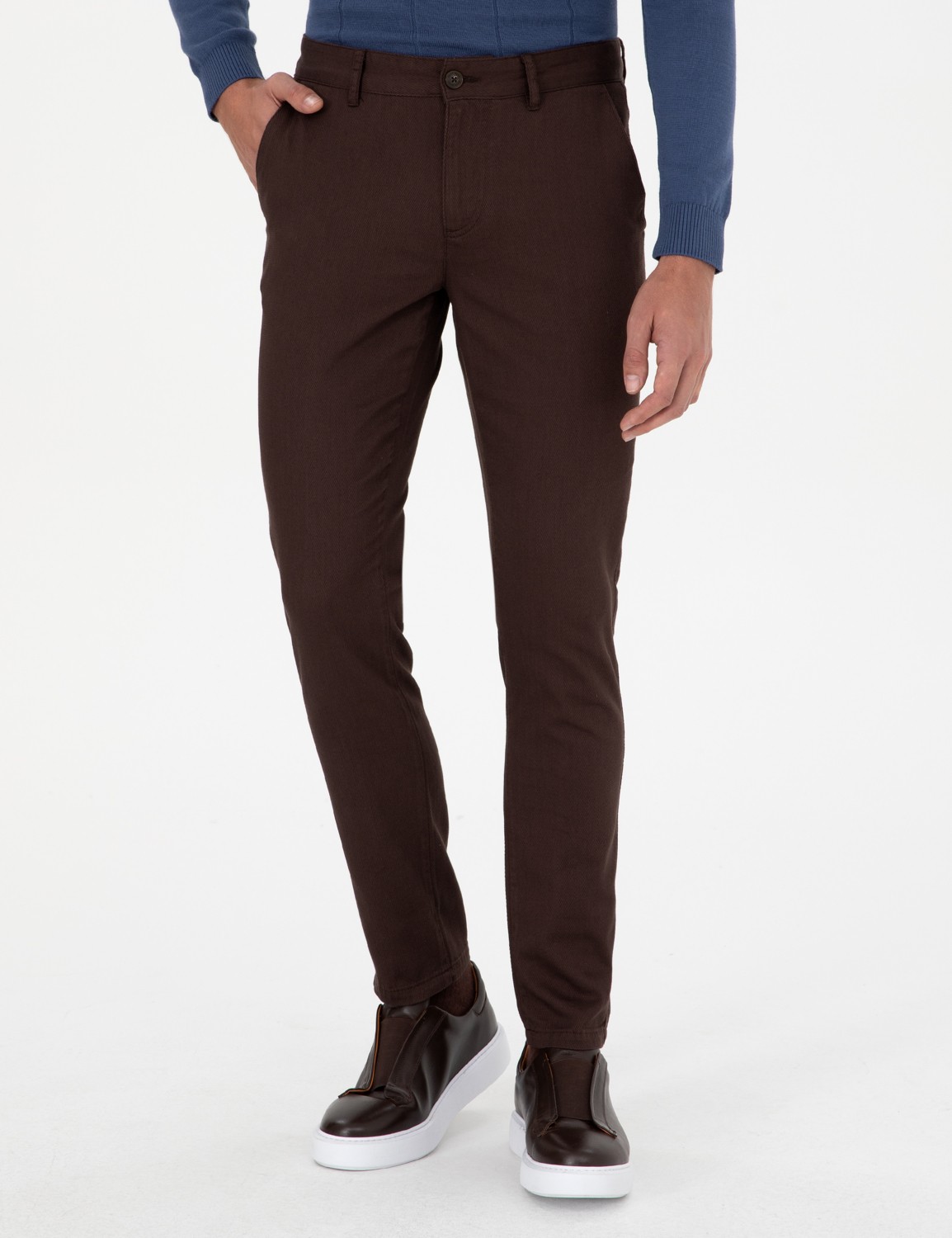 Pierre Cardin Erkek Koyu Kahverengi Slim Fit Kanvas Pantolon 50299517-VR084 görsel 2