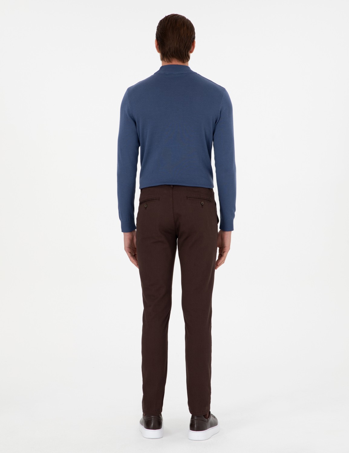 Pierre Cardin Erkek Koyu Kahverengi Slim Fit Kanvas Pantolon 50299517-VR084 görsel 4