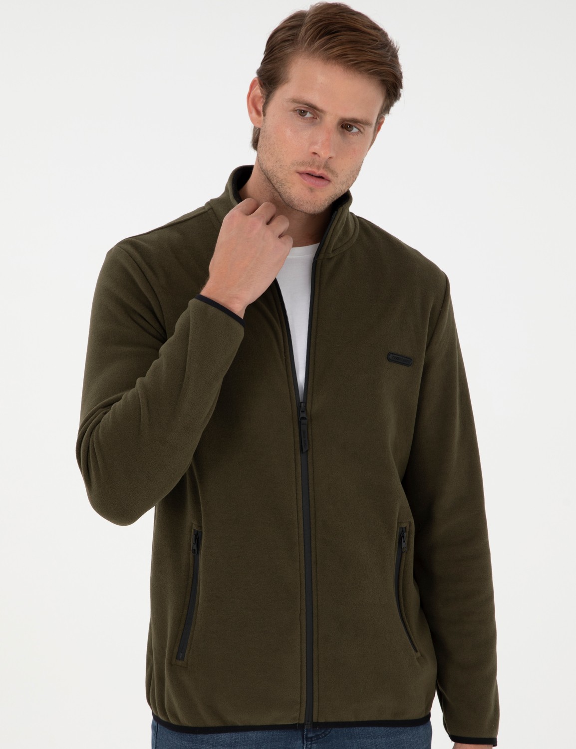 Pierre Cardin Erkek Haki Regular Fit Polar Hırka 50298991-VR027 görsel 3