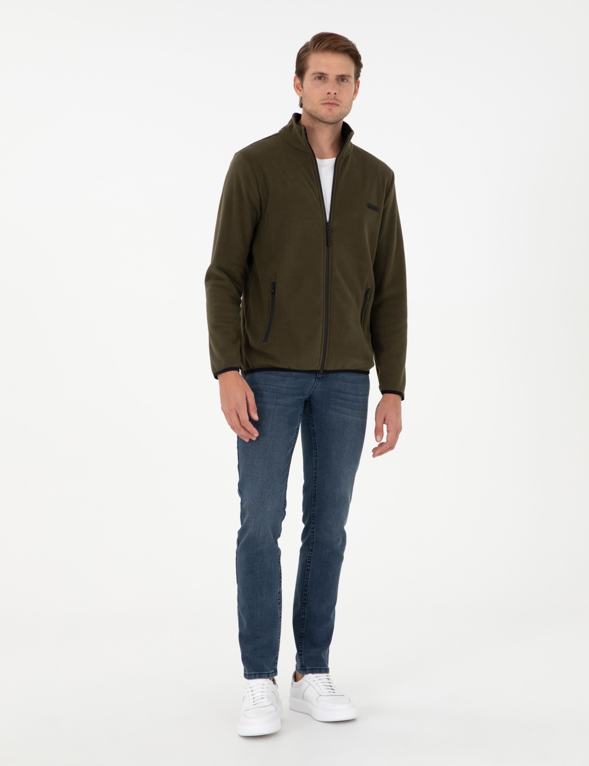 Pierre Cardin Erkek Haki Regular Fit Polar Hırka 50298991-VR027 görsel 4