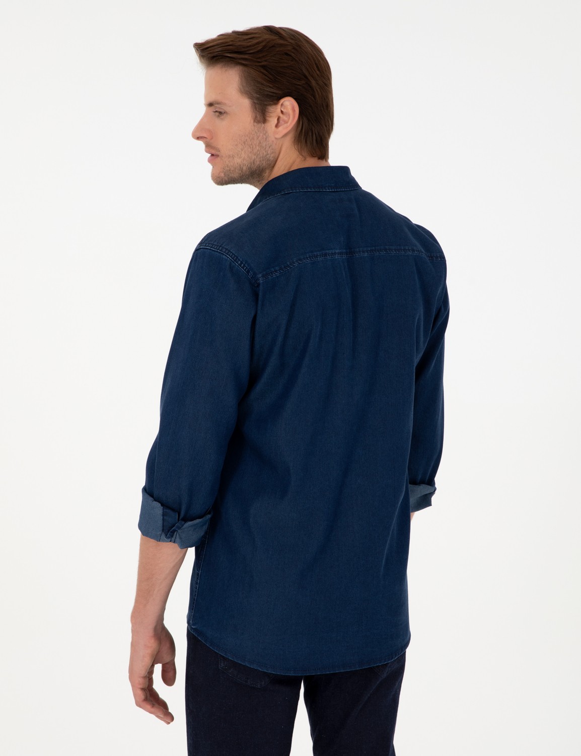 Pierre Cardin Erkek Lacivert Regular Fit Jean Gömlek 50292560-VR033 görsel 5
