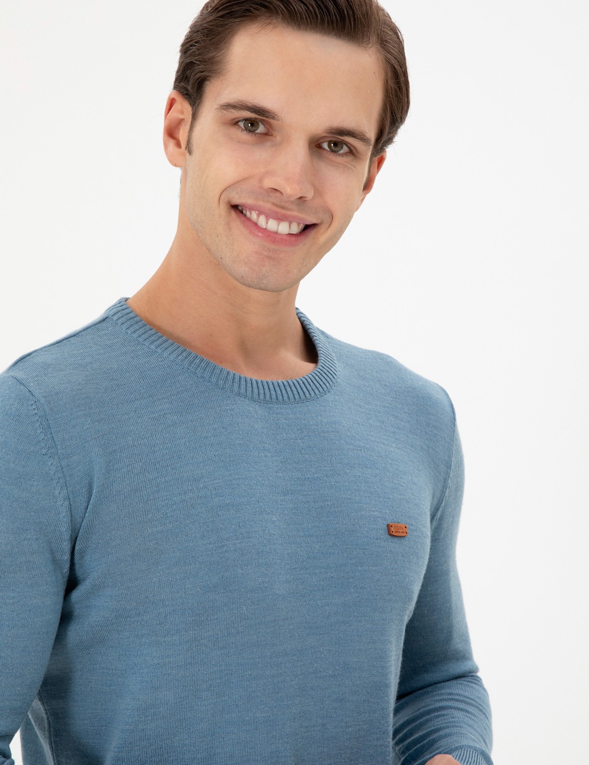 U.S. Polo Assn. Erkek Slim Fit Bisiklet Yaka Antrasit Melanj Kazak 50297040-VR081 görsel 2