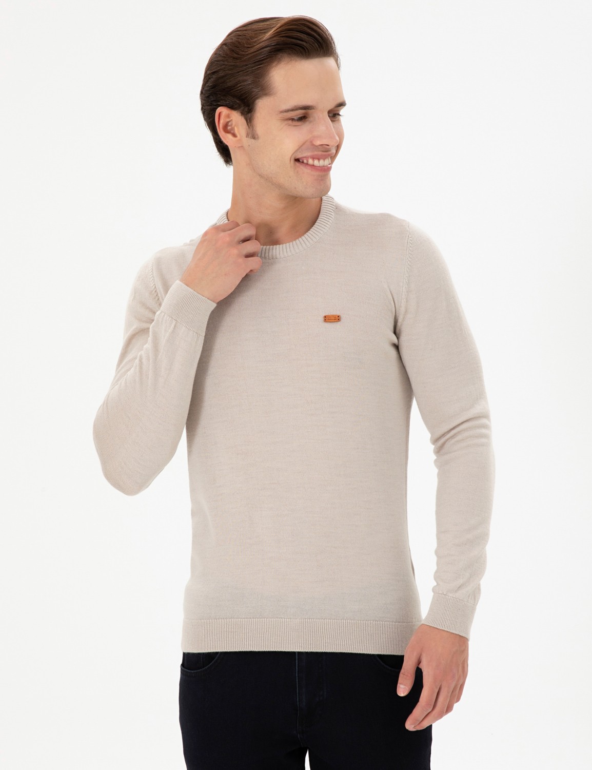 U.S. Polo Assn. Erkek Slim Fit Bisiklet Yaka Antrasit Melanj Kazak 50297040-VR081