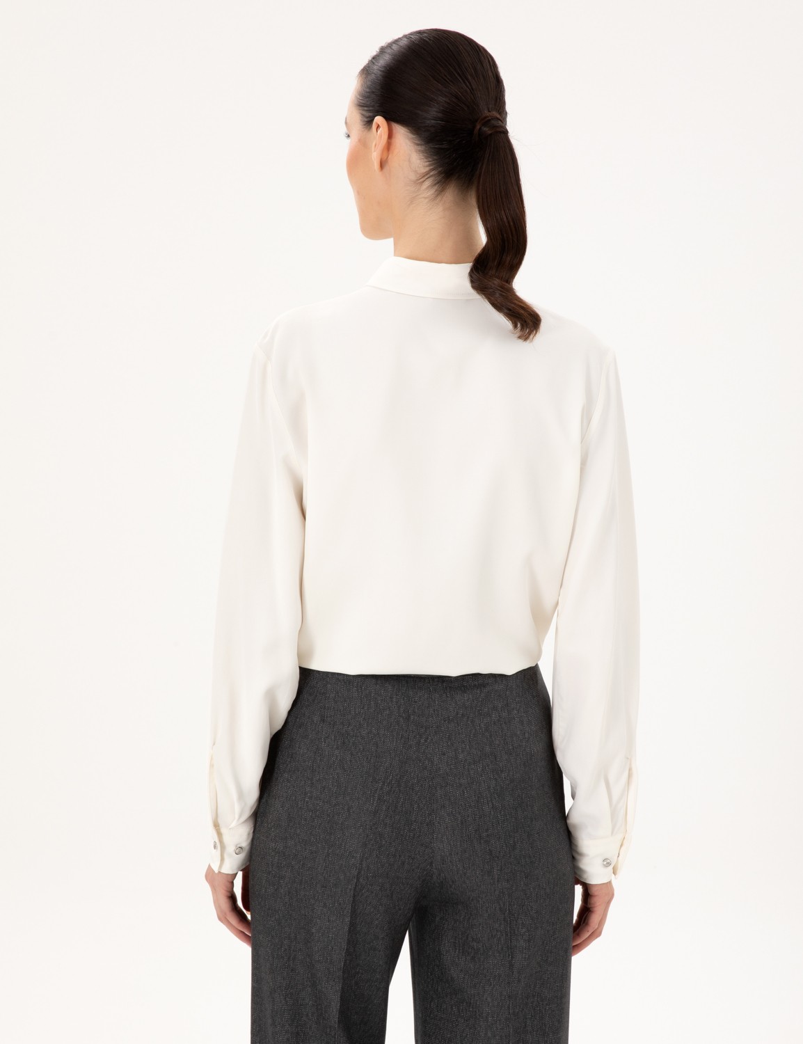 Pierre Cardin Kadın Ekru Comfort Fit Uzun Kollu Gömlek 50292250-VR019 görsel 5