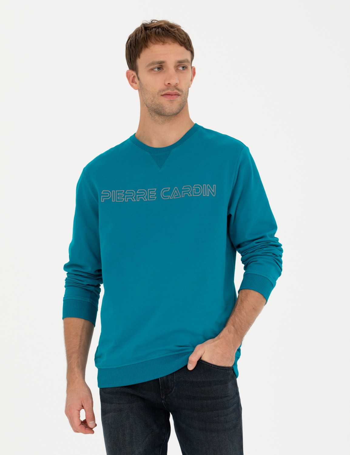 Pierre Cardin Erkek Zümrüt 2 İplik Regular Fit İçi %100 Pamuk Sweatshirt 50279523-VR055