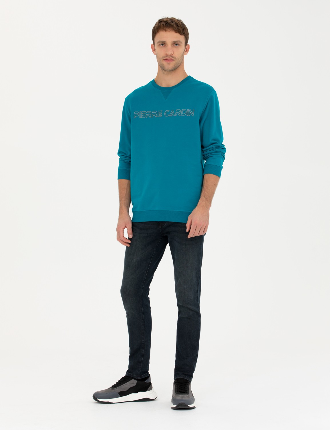 Pierre Cardin Erkek Zümrüt 2 İplik Regular Fit İçi %100 Pamuk Sweatshirt 50279523-VR055 görsel 4