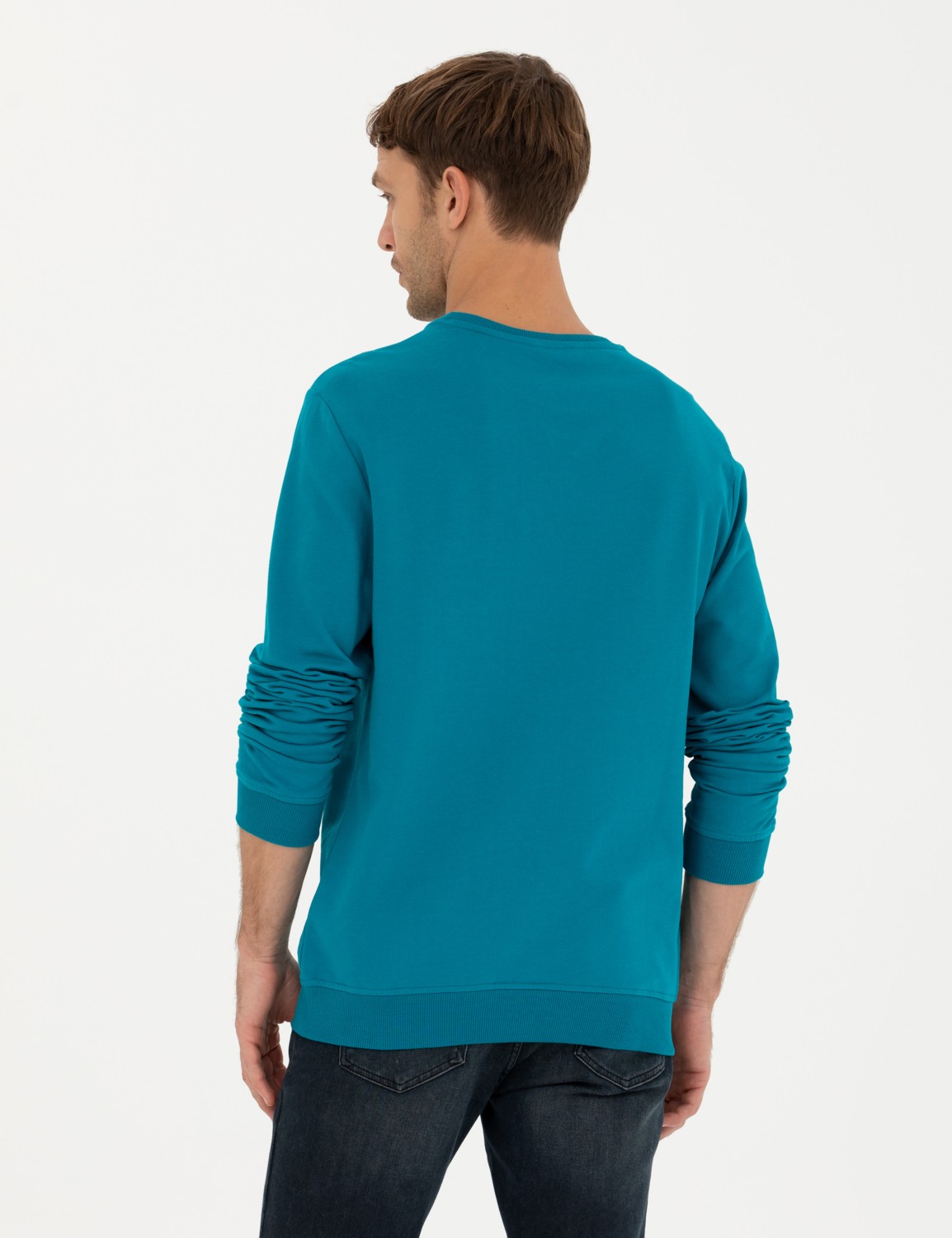 Pierre Cardin Erkek Zümrüt 2 İplik Regular Fit İçi %100 Pamuk Sweatshirt 50279523-VR055 görsel 5