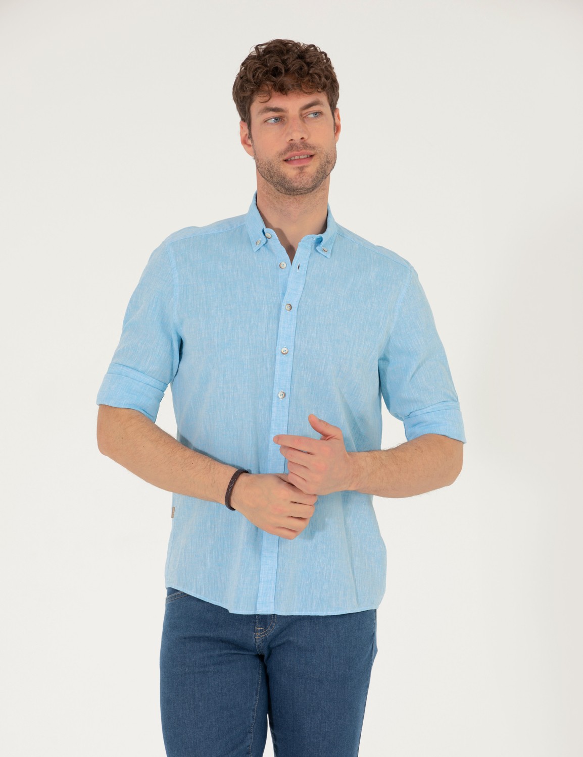Pierre Cardin Erkek Beyaz Regular Fit Uzun Kollu Gömlek 50265119-VR013 görsel 8