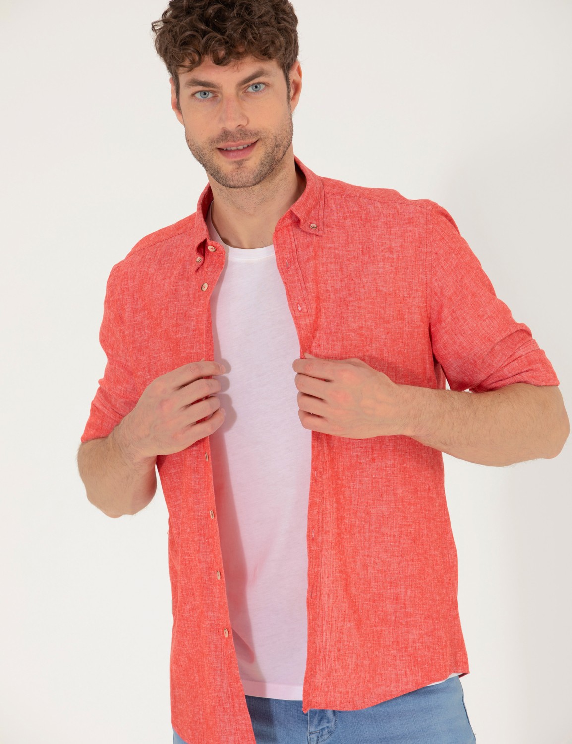 Pierre Cardin Erkek Beyaz Regular Fit Uzun Kollu Gömlek 50265119-VR013