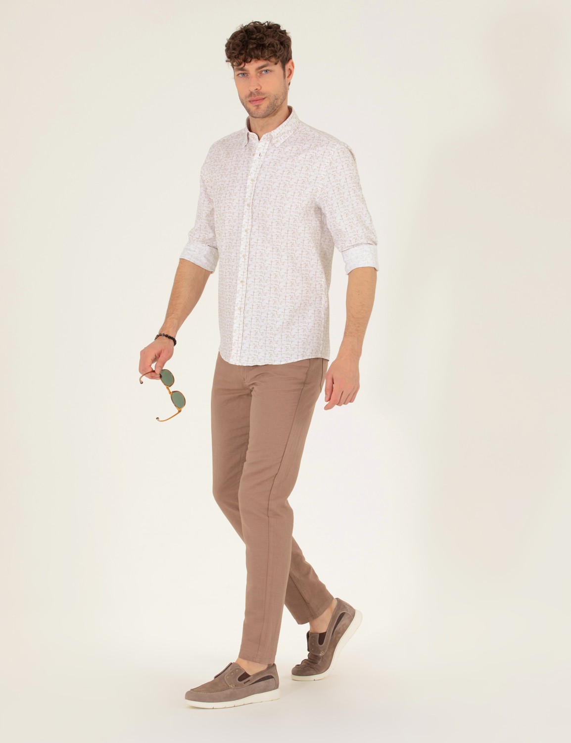 Pierre Cardin Erkek Siyah Slim Fit Keten Karışımlı Kanvas Pantolon 50268095-VR046 Orta Kalınlık ve Düz Cep