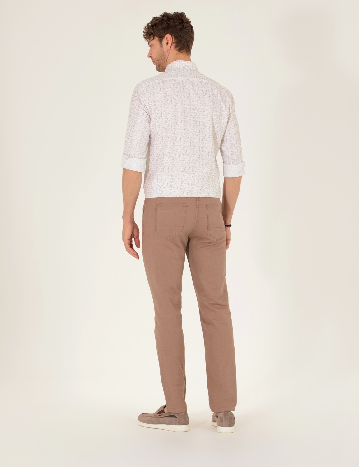 Pierre Cardin Erkek Siyah Slim Fit Keten Karışımlı Kanvas Pantolon 50268095-VR046 Orta Kalınlık ve Düz Cep görsel 4