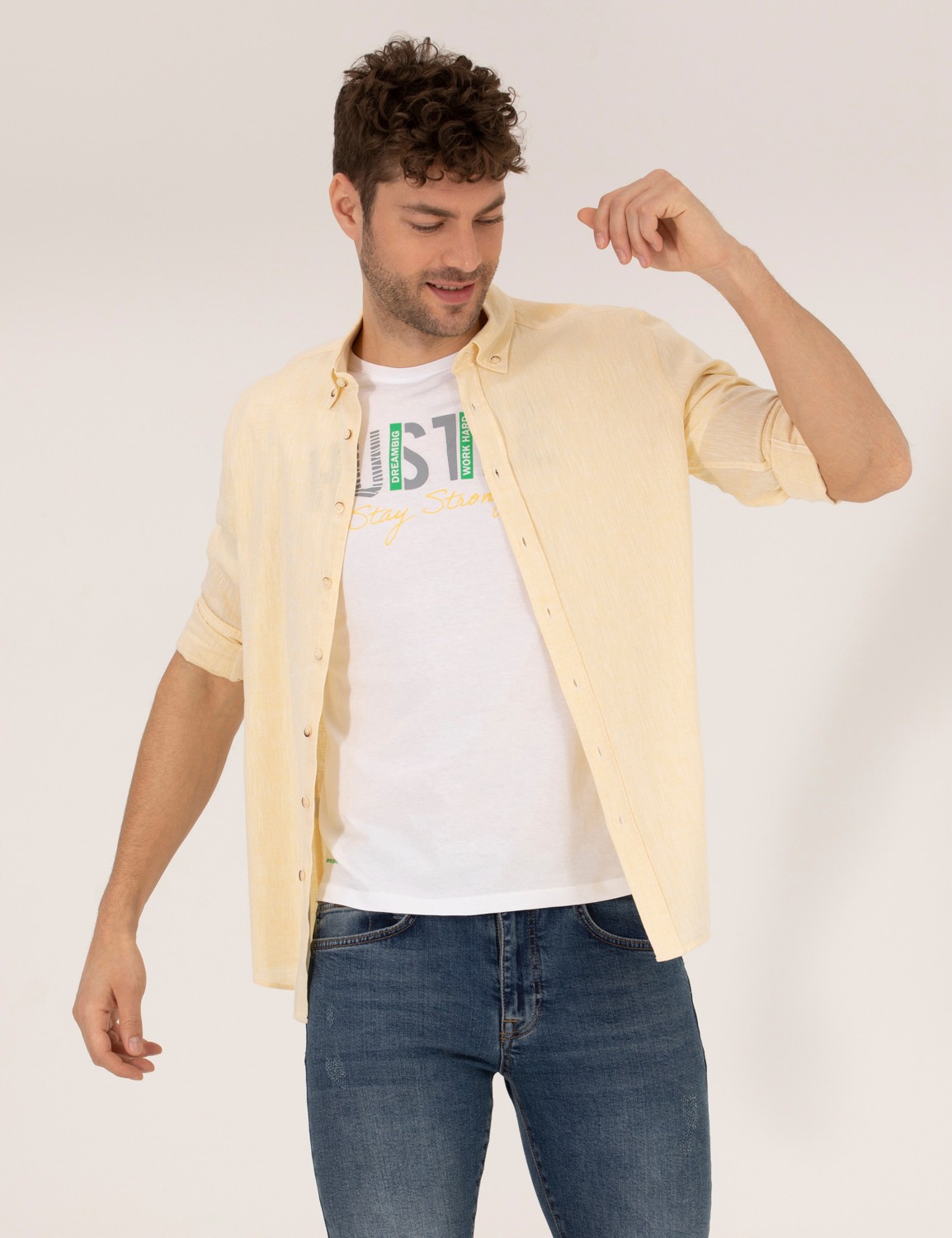 Pierre Cardin Erkek Beyaz Regular Fit Uzun Kollu Gömlek 50265119-VR013