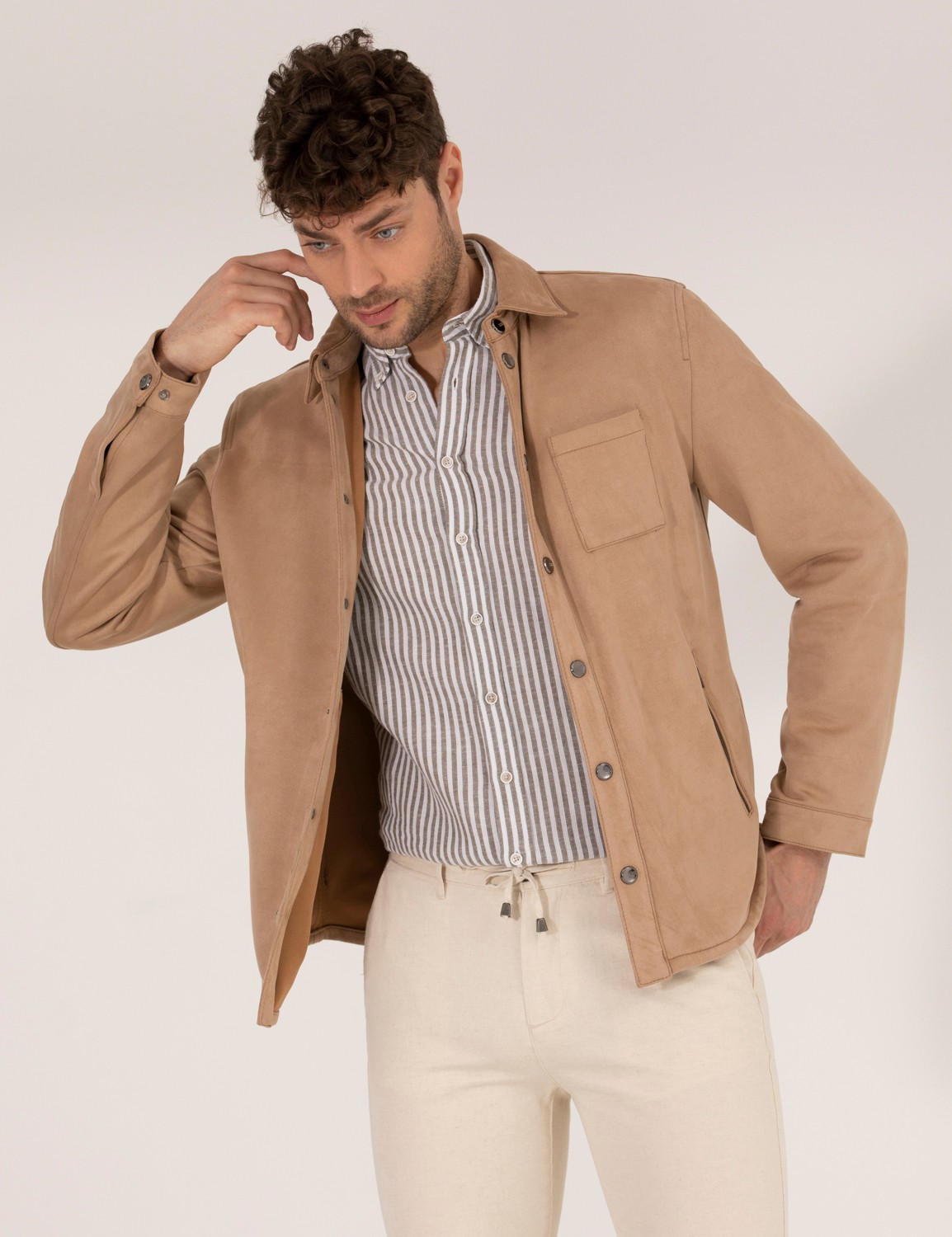 Pierre Cardin Erkek Bej Deri Ceket 50273469-591 görsel 2