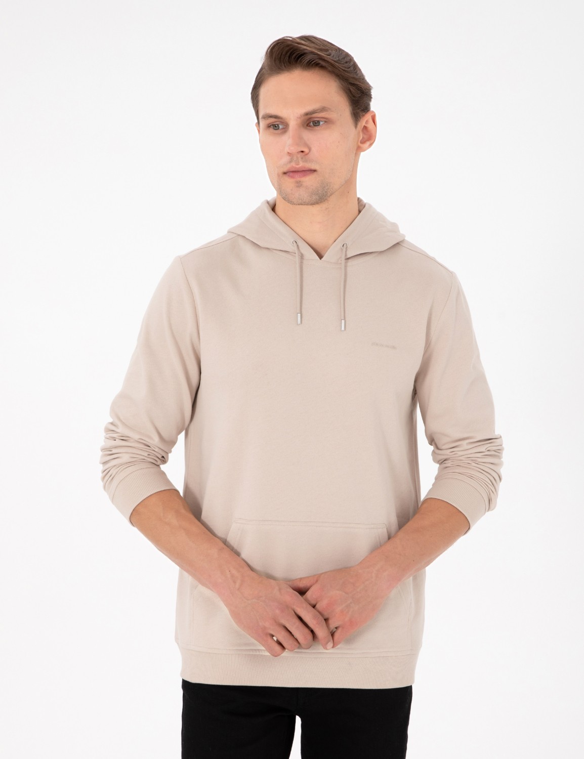 Pierre Cardin Erkek Siyah Regular Fit Kapüşonlu Sweatshirt 50298987-VR046