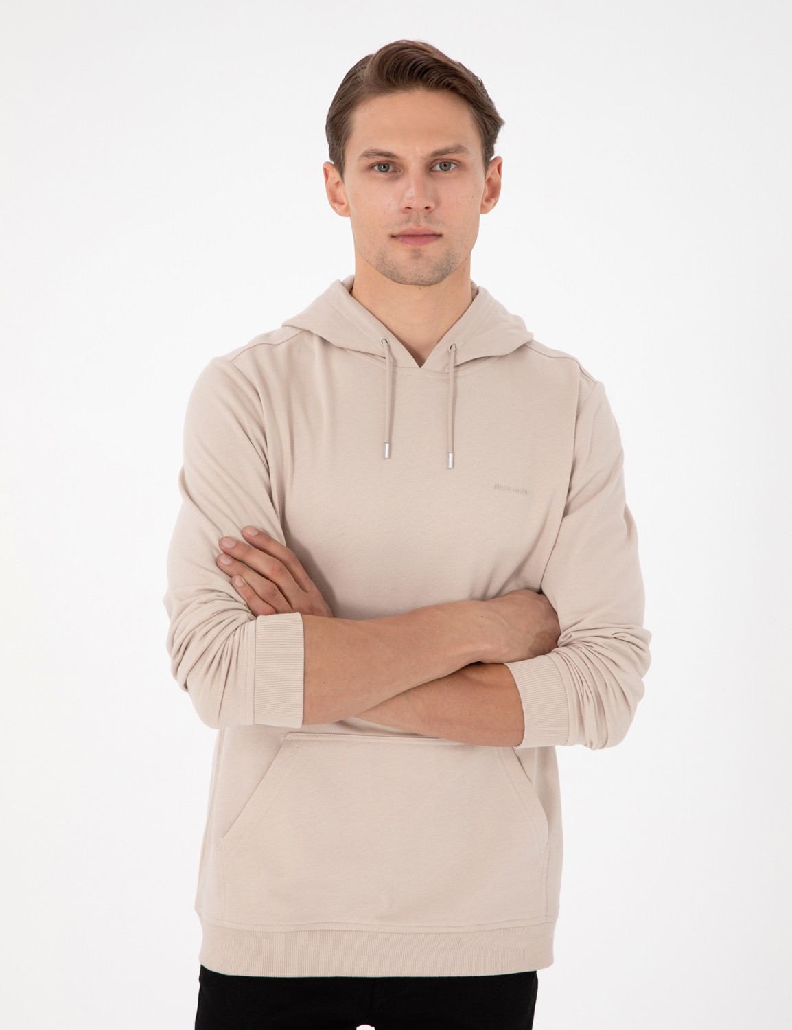 Pierre Cardin Erkek Siyah Regular Fit Kapüşonlu Sweatshirt 50298987-VR046 görsel 3