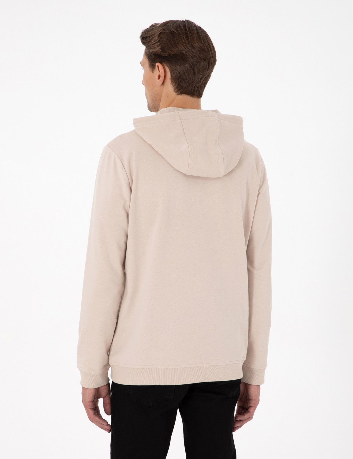 Pierre Cardin Erkek Siyah Regular Fit Kapüşonlu Sweatshirt 50298987-VR046 görsel 5