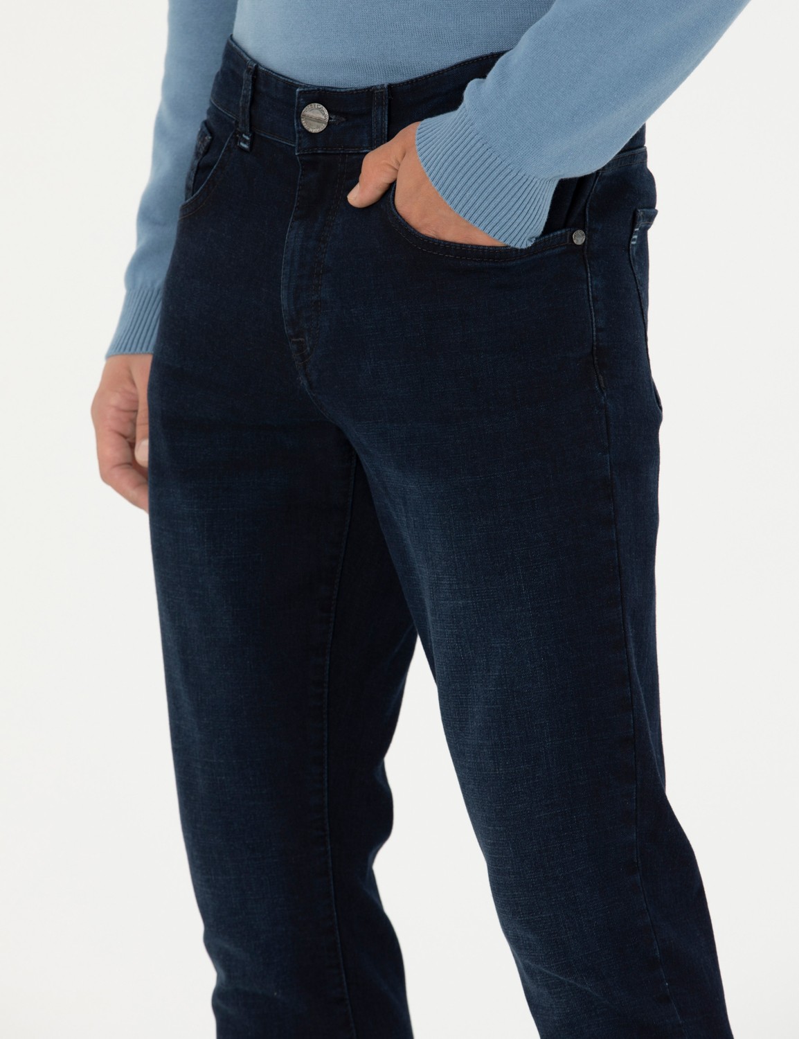 Pierre Cardin Erkek Lacivert Slim Fit Jean Pantolon 50276526-VR033 görsel 6