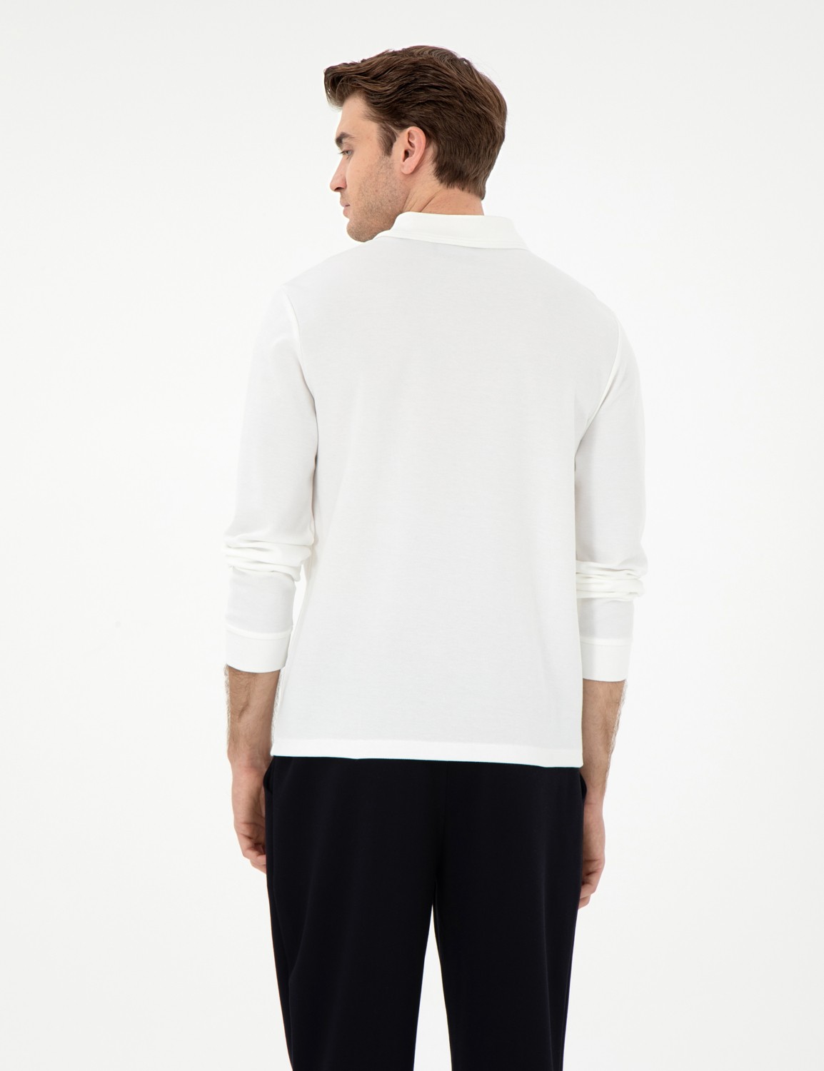 Pierre Cardin Erkek Ekru Slim Fit Kıvrılmaz Yaka Sweatshirt 50307408-VR019 görsel 5