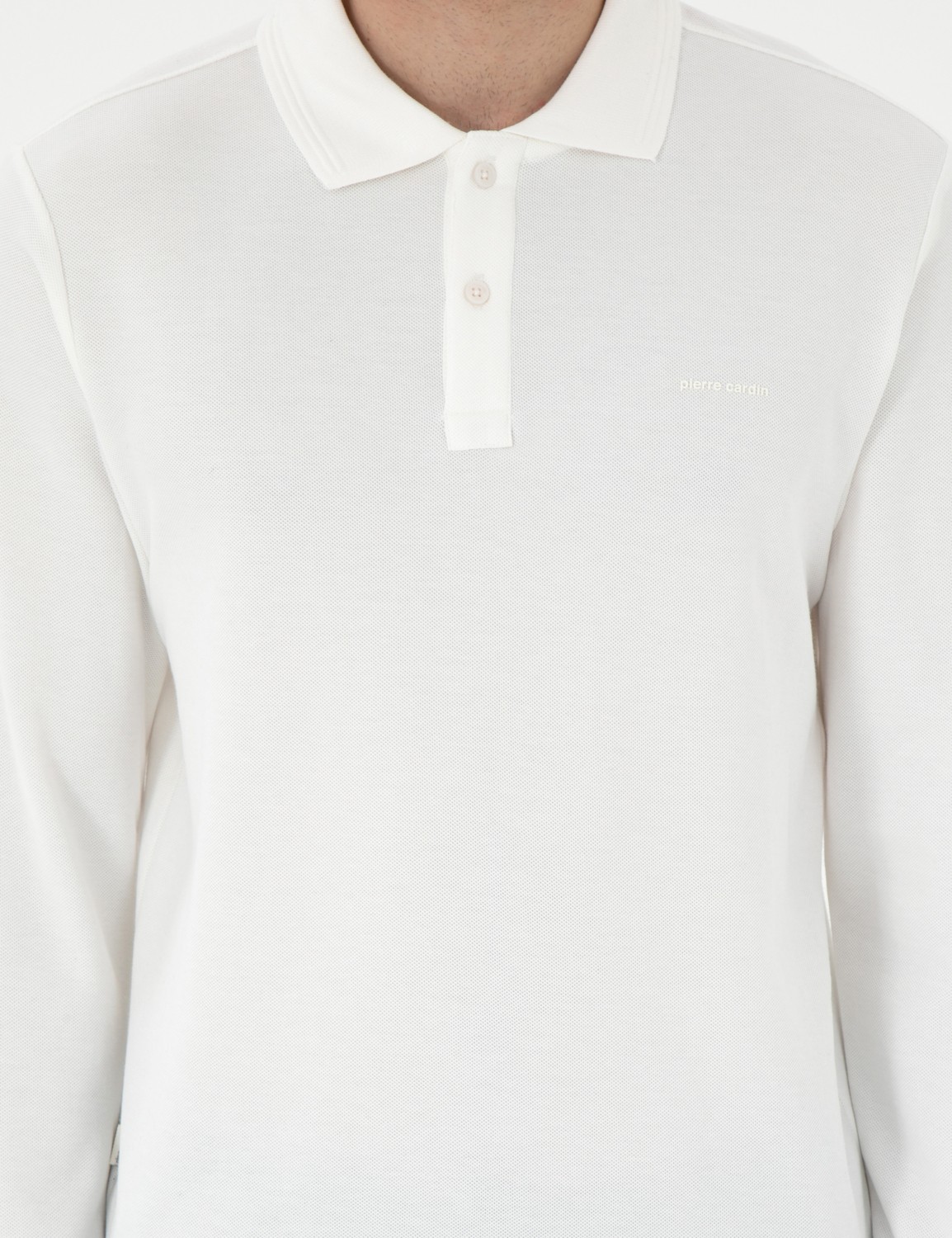 Pierre Cardin Erkek Ekru Slim Fit Kıvrılmaz Yaka Sweatshirt 50307408-VR019 görsel 6