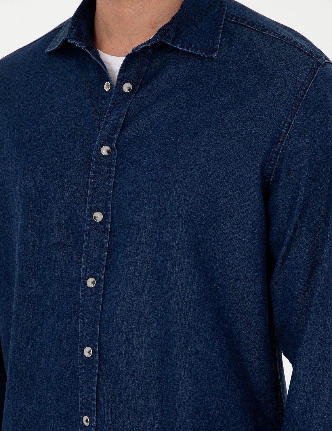 Pierre Cardin Erkek Lacivert Regular Fit Jean Gömlek 50292560-VR033 görsel 6