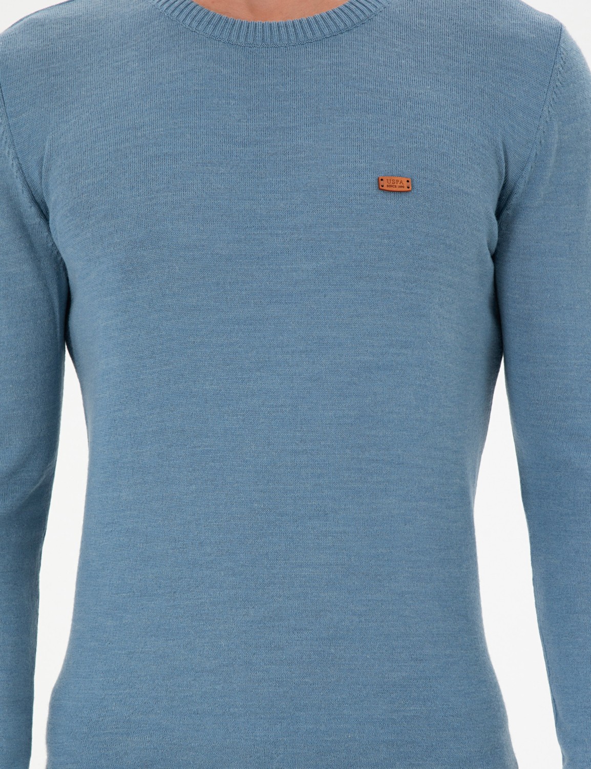 U.S. Polo Assn. Erkek Slim Fit Bisiklet Yaka Antrasit Melanj Kazak 50297040-VR081 görsel 6
