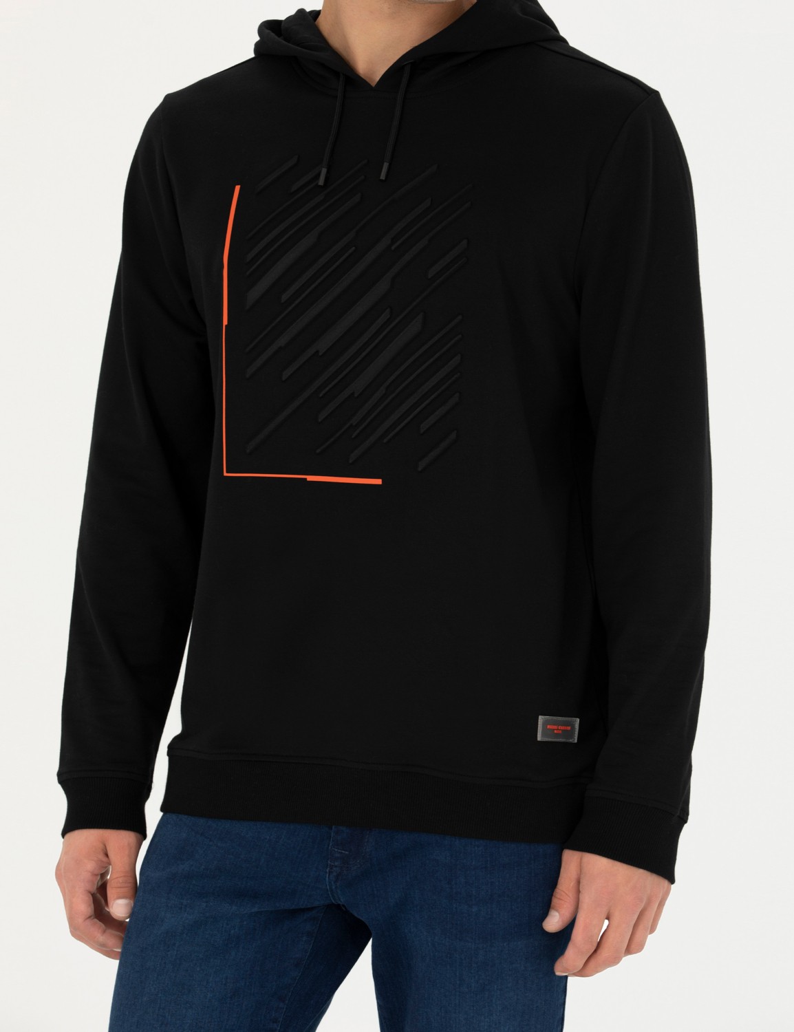 Pierre Cardin Erkek Siyah Regular Fit Kapüşonlu Sweatshirt 50272825-VR046 görsel 6