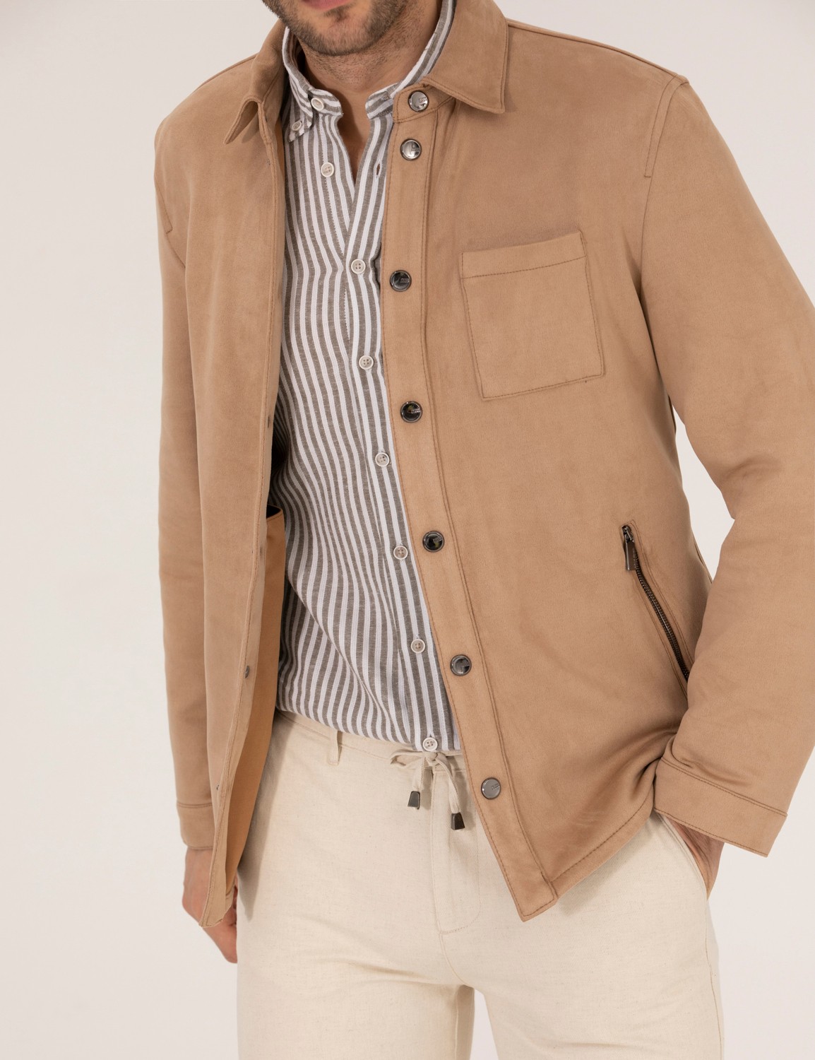 Pierre Cardin Erkek Bej Deri Ceket 50273469-591 görsel 6