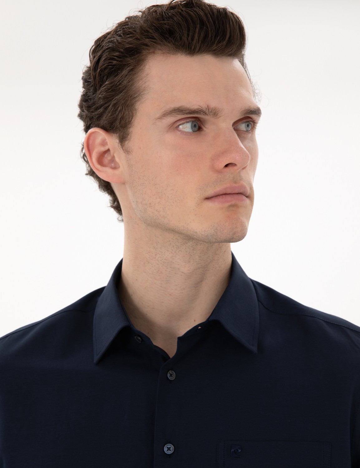 Pierre Cardin Erkek Lacivert Basic Regular Fit Kısa Kollu Cepli Gömlek 50307003-VR033 görsel 2