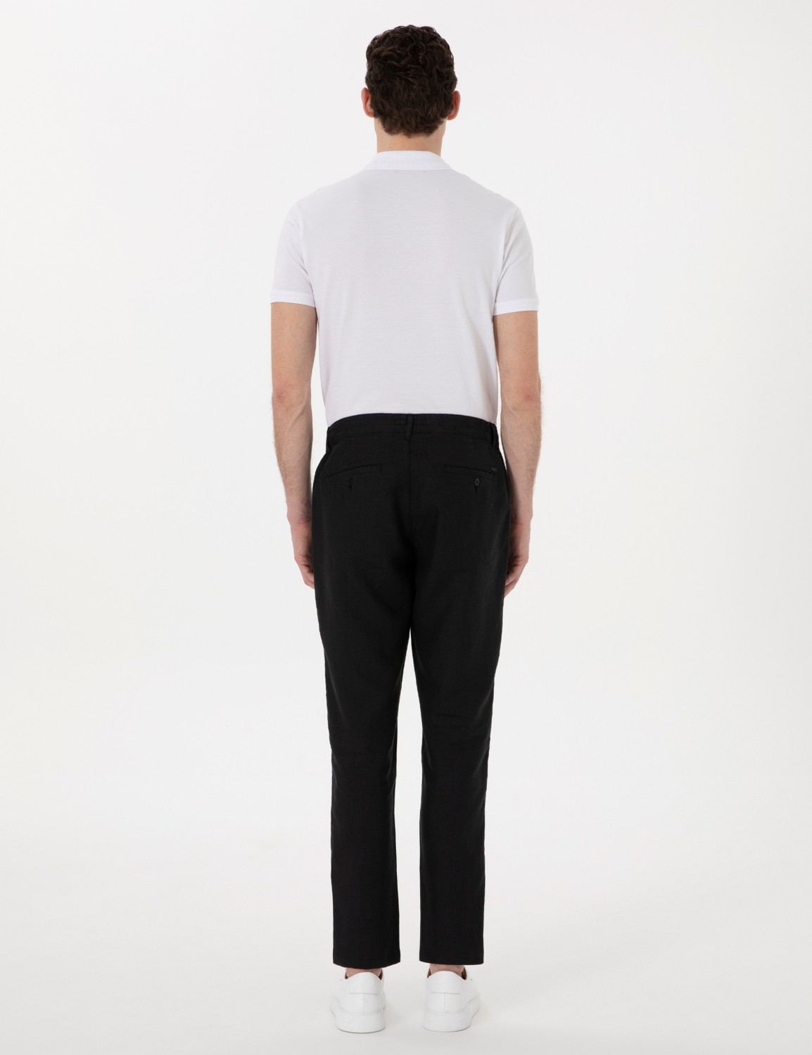 Pierre Cardin Erkek Siyah Carrot Fit %100 Keten Kanvas Pantolon 50301811-VR046 görsel 4