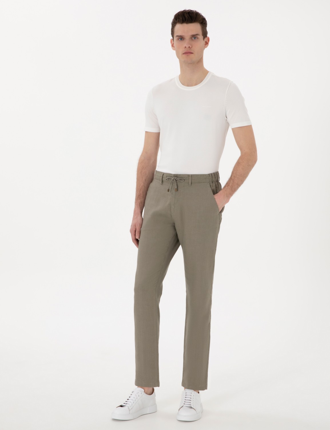 Pierre Cardin Erkek Siyah Carrot Fit %100 Keten Kanvas Pantolon 50301811-VR046 görsel 7