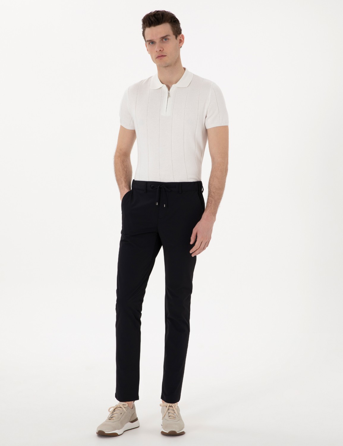 Pierre Cardin Erkek Siyah Slim Fit Jogger Kanvas Pantolon 50305880-VR046