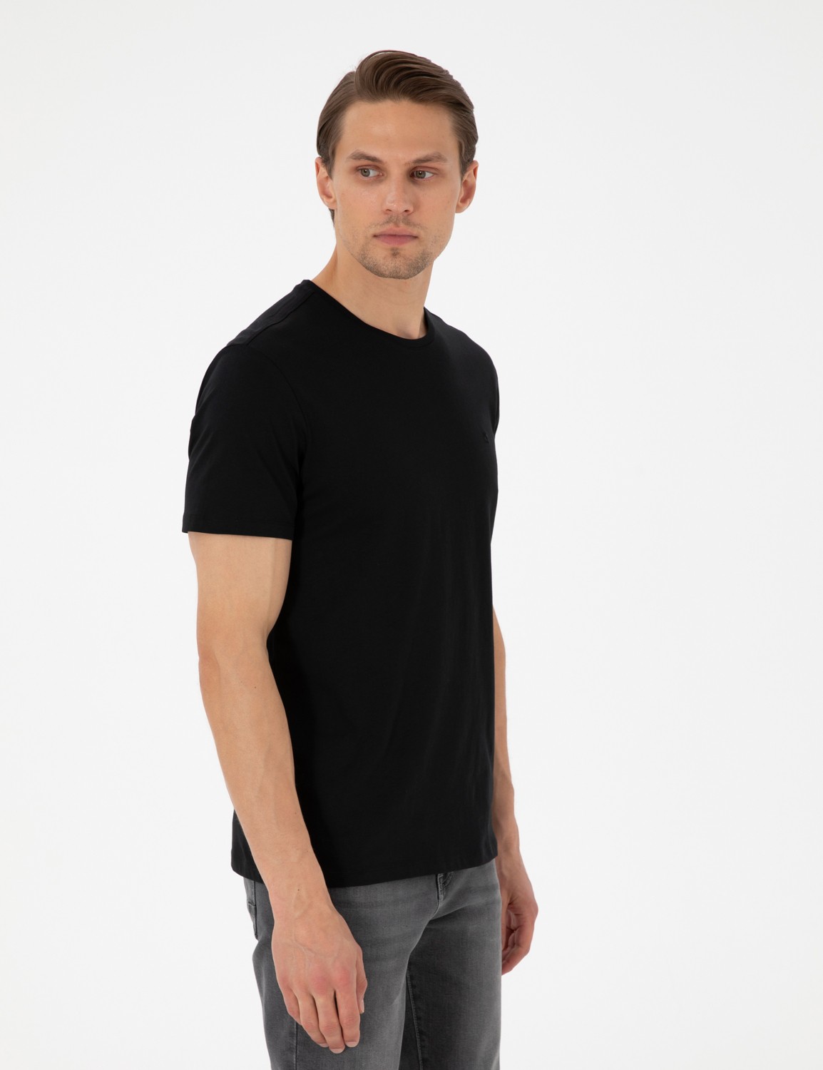 Pierre Cardin Erkek Beyaz %100 Pamuk Slim Fit Bisiklet Yaka Basic Tişört 50306980-VR013