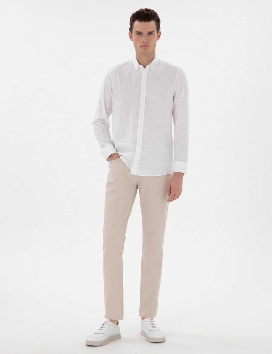 Pierre Cardin Erkek Bej Slim Fit Jean Pantolon 50302674-VR011