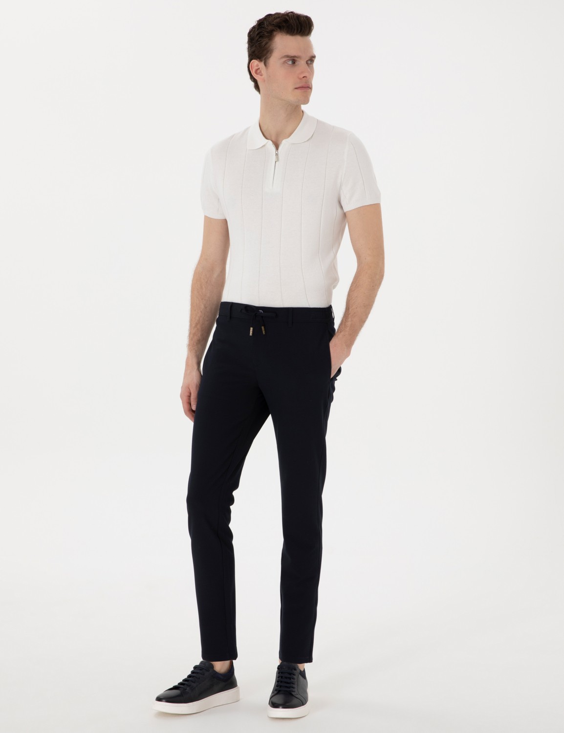 Pierre Cardin Erkek Siyah Slim Fit Jogger Kanvas Pantolon 50305261-VR046