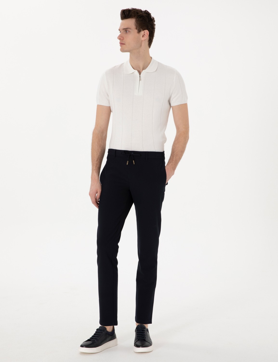 Pierre Cardin Erkek Siyah Slim Fit Jogger Kanvas Pantolon 50305261-VR046 görsel 3