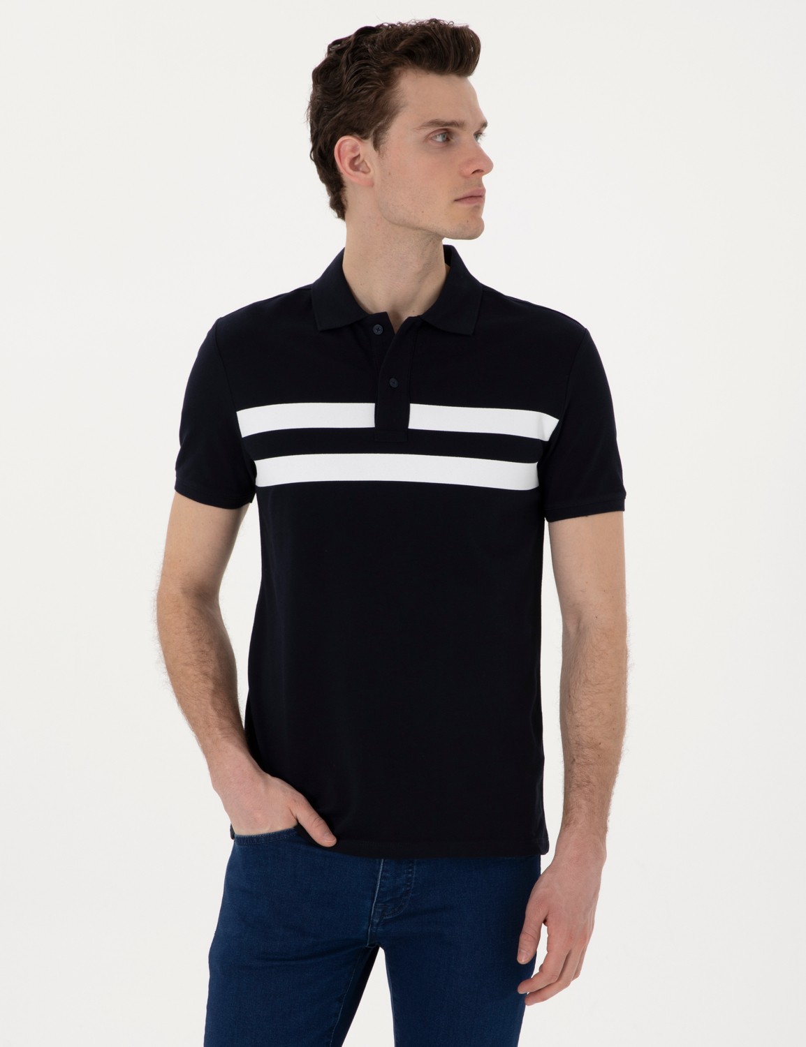 Pierre Cardin Erkek Lacivert Slim Fit Tişört 50310154-VR033 görsel 8